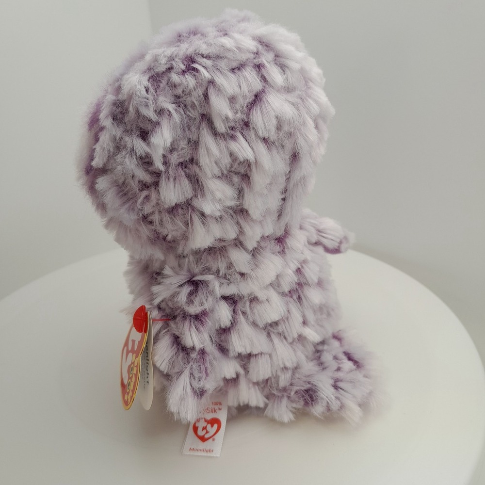TY Beanie Boos Moonlight the Purple Owl 6 Inch Glitter Eyes Plush Toy - Picture 5 of 10